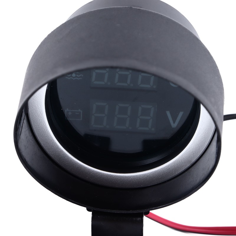 Water Temp Gauge Voltmeter 2 in 1 Round Digital Display