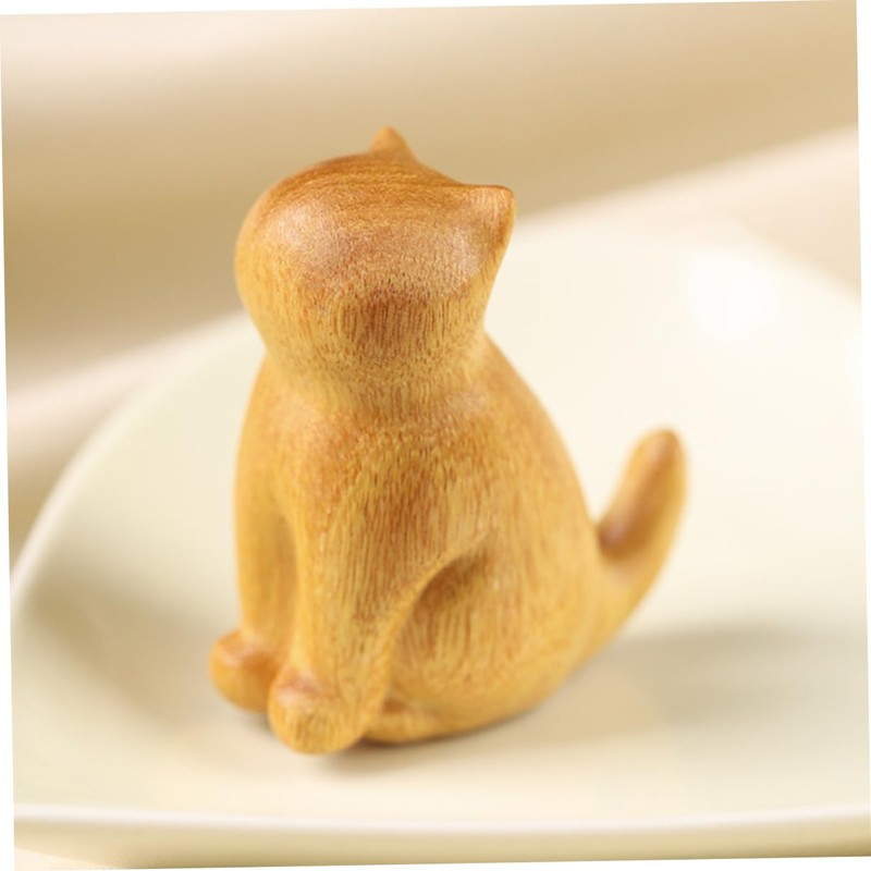 BIUDECO Cat Figurine Small Sitting Kitten Sculpture for Home Decoration