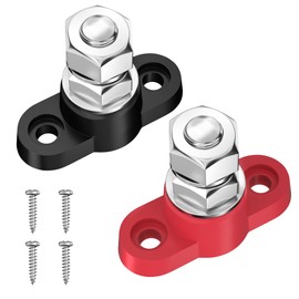 Joinfworld Bloque de distribución de energía Individual de 3/8 Pulgadas (M10) Barra de conexión de batería de Poste de conexión de 12V máximo 48V DC, par Positivo y Negativo