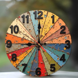Vintage Colorful Dartboard Wall Art Decor10-Inch Wooden Wall Clock, Silent Movement, Battery Operated (AA Batteries Not Included), Artistic Home Decor, Perfect for Home Accents