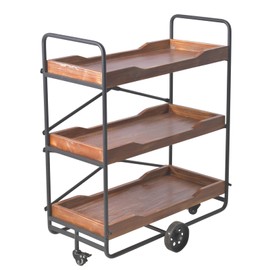 Farmhouse Serving Cart on Wheels Industrial 3 Tier Rolling Bar Cart for Kitchen Dining Living Room Vintage Liquor Cart for Outdoor Barbecue Rustic Utility Cart with Hassle Casters-29.5*13.8*35.4inch