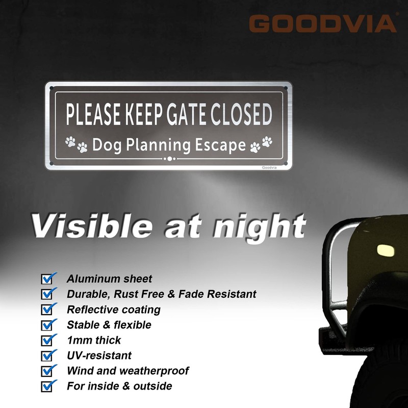 Please Keep Gate Closed Sign Guard Dogs Warning Sign Aluminum