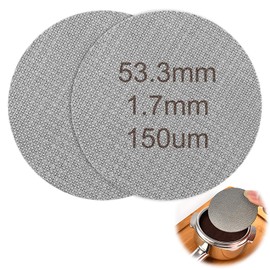 2 Pcs Espresso Puck Screen, Coffee Filter Mesh with 53.3mm & 1.7mm Thickness 150um Reusable 316 Stainless Steel, Applies to Espresso Coffee Filter Basket 54mm with Holder