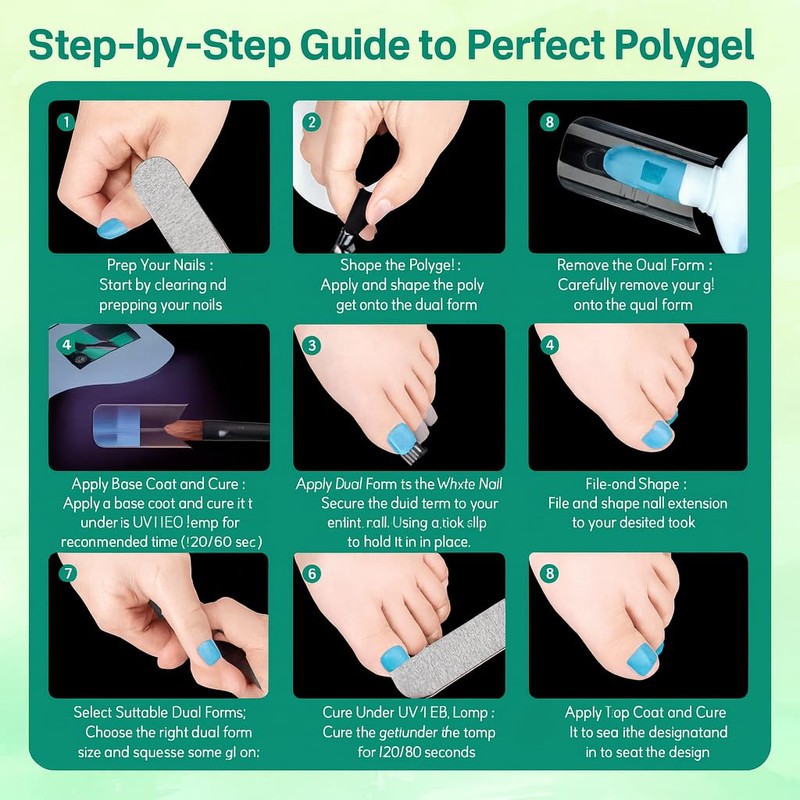 Straight Polygel Nail Forms for Toes, 150PCS Reusable Dual Forms