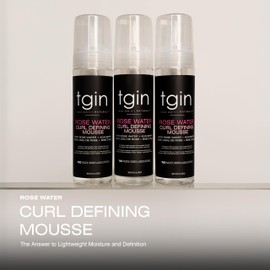 tgin Rose Water Defining Mousse for Curly, Coily and Wavy Hair, Moisturizes and Defines Curls, 8 fl oz