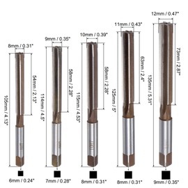 QUARKZMAN 10pcs Hand Reamer Set 3mm 4mm 5mm 6mm 7mm 8mm 9mm 10mm 11mm 12mm H7 Metric Reamer Bit Alloy Steel Cutting Tool