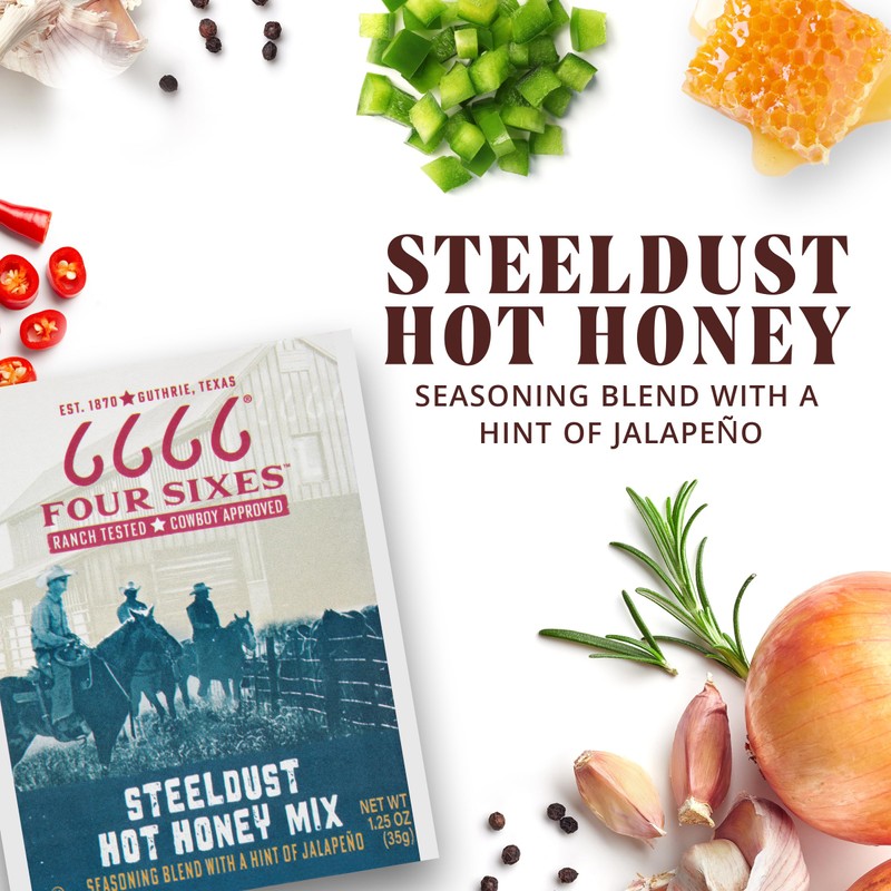 6666 Four Sixes Steeldust Hot Honey Seasoning Mix, 1.25 Ounce