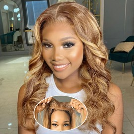 Ailwelia Highlight Ombre 5x5 Body Wave Hd Lace Closure Wigs Human Hair Bob Wig For Black Women Wear And Go Glueless Bob Wig 200% Density Glueless Wigs Human Hair Bob With Baby Hair 18 Inch