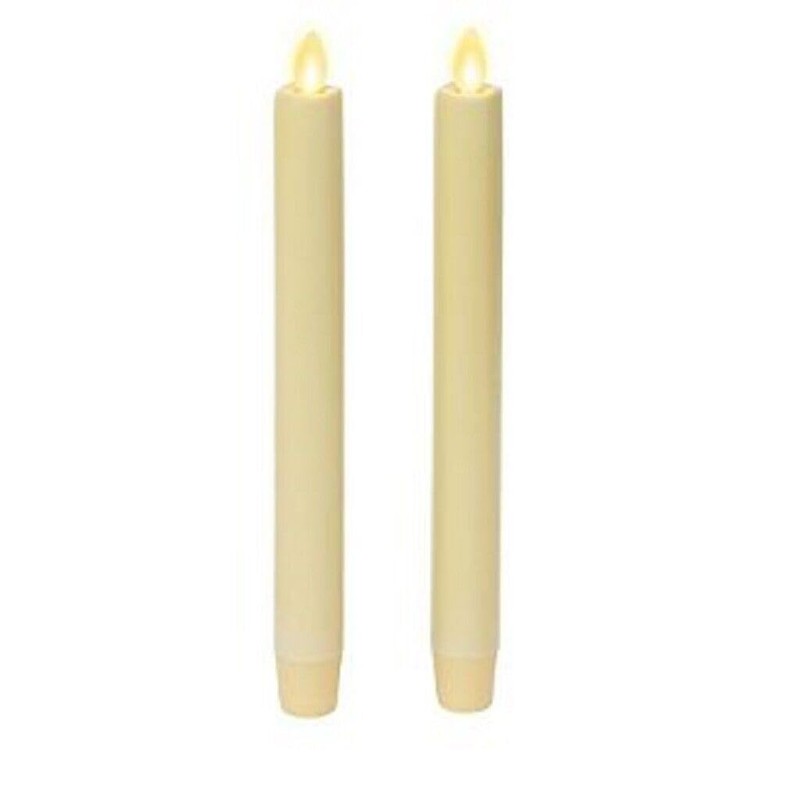 Luminara Flickering Flameless Ivory Taper Candles - Warm LED Light