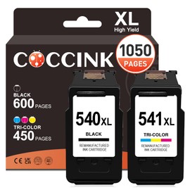 COCCINK 540XL 541XL Printer Cartridges for Canon 540 541 Pixma MG3650 TS5100 TS5150 TS5151 TS5140 MG4250 MG3650s MG3150 MG3600 MG3500 MG3550 MX475 MX5 35 MX33 75 Black and Colour Multipack PG-540 CL-541 XL