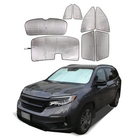 HIRUFAIT Full Car Window Shades for Honda Pilot 2016-2022 Accessories, UV Protection Heat Insulation Front & Rear Windshield Sunshade, Foldable Side Sun Visor Keep Vehicle Cool Set of 8