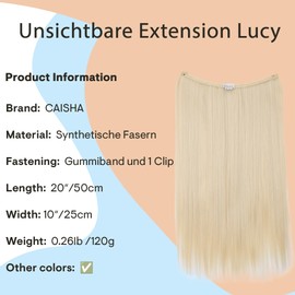 Prettyshop E116, 1 Weft Extension, 50 cm, with Elastic Band, Hair Extension, Hairpiece, Straight, Light Blonde