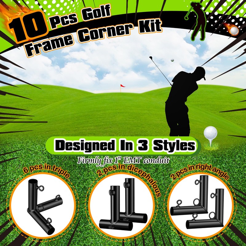 Blulu 10 Pieces 1'' Golf Frame Corner Kit DIY Canopy