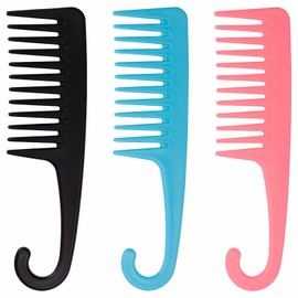 3PCS Large Wide-Tooth Shower Comb Set with Hook, Ideal for Wet Curly Hair, Premium Big Hair Brush Combs for Detangling Curls, Kootinn Women's Detangler Comb for Wigs & Dry, Thick, Long Cabello.