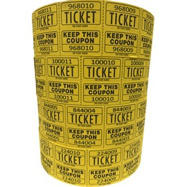 The Ticket Gurus-Raffle Tickets (4 Rolls of 2000 Large Number) 8,000 Total 50/50 Raffle Ticket-4 Yellow Rolls