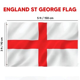 2PCS England Flag 5ft x 3ft Large St Georges Red & White English Flag with Brass Eyelets, Premium Polyester Flags For Outdoor - Sports Events, National Celebrations & Patriotic Displays