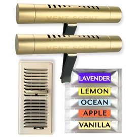 Vent Scent Whole Home Air Freshener | 10 Scented Sticks Included | Passive Essential Oil Diffuser | Easier Placement Than HVAC Furnace Filter or AC | House Freshener Fragrance System (Brown)