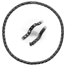 QIAOZILI 46 Pieces Germanium Necklace Pure Titanium Static Removal Necklace Health Fashion Metal Allergy Gift Box Black (Rose Gold), Titanium, Germanium