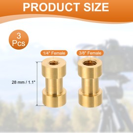 PATIKIL Camera Spigot Screws Converter 1/4" to 3/8" Female to Female, 3 Pack Tripod Screw Adapter Spigot Stud for Light Stand Hot Shoe Cold Shoe Adapter Ball Head Flash, Yellow