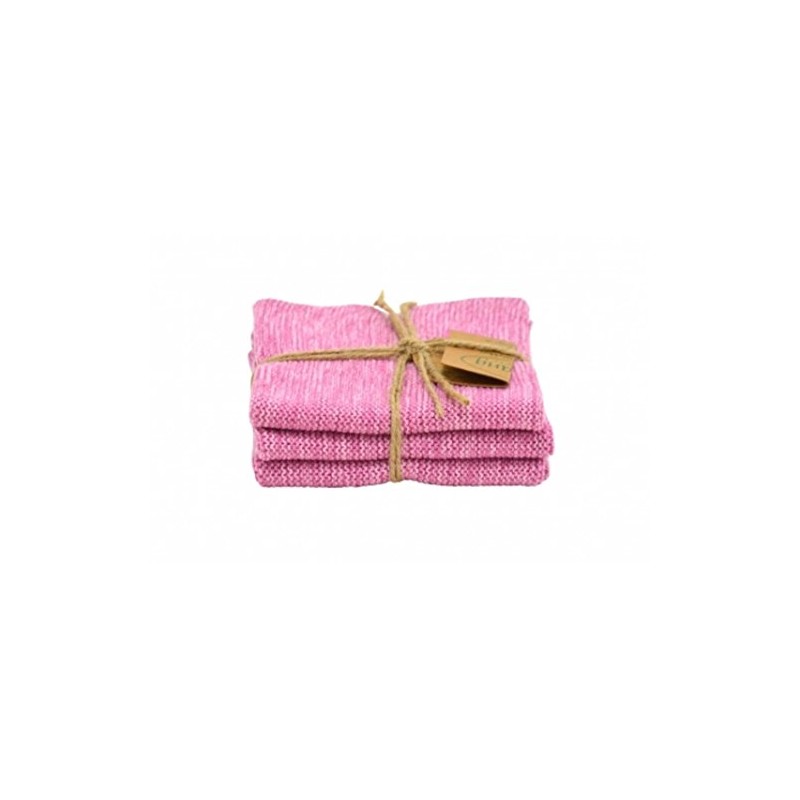 Solwang 01718 Cleaning Cloth Set of 3 Organic Pink Pink