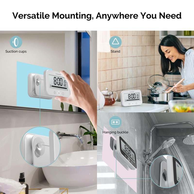 KADAMS Shower Timer Clock Waterproof Bathroom Timer – Digital Wall