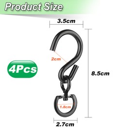 Cosmos 4 Pcs Swivel Plant Hanger Pots Hooks Heavy Duty Hanging Plant Hook 360 Degrees Swivel Metal Hooks for Indoor and Outdoor Hanging Plants, Pots, Wind Chimes, Gardening Accessories, Black