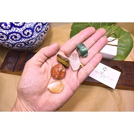 "Abundance Crystal Kit by Healing Atlas – Deluxe Gemstone Set with Carnelian, Citrine, Quartz, Jade, & Tiger Eye – Prosperity & Wellness, Reiki Charged"