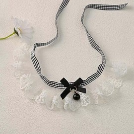 Elegant Lace Pet Collars with Cute Bell, Adjustable Dog & Cat Collars, Cute Cat Bow Collar,Dainty Ruffle Puppy Kitten Bib for Photoshoots, Weddings, Birthdays
