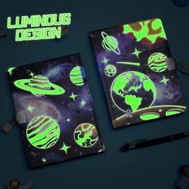 WERNNSAI Children's Diary for Boys, Planet Diary Luminous Children's Diary, Travel Diary for Boys with Lock and Key, School Diary A5 Lined Notepad for Writing and Drawing