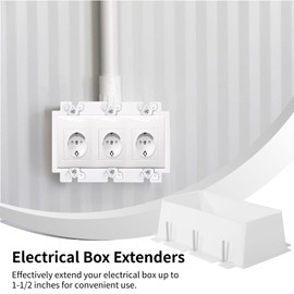 yeesport 3 Pcs Electrical Box Extenders, BE3-3 Electrical Outlet Box Extenders with 18 Screws, 3-Gang Electrical Power Box Extensions, Power Switch Receptacles Accessories, White