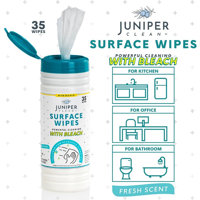 Juniper CLEAN 1 Pack Surface Cleaning Wipes with Bleach, All-Purpose
