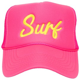 KATYDID Surf Foam Trucker Hat - Adjustable Trucker Hat with Mesh Netting - Fully Embroidered Trucker Hat for Women - Trendy Vintage Baseball Cap (Hot Pink)