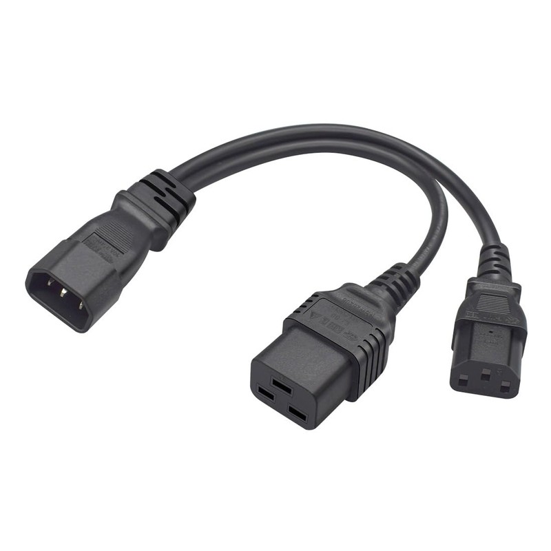 JORINDO 0.32M/1FT IEC320 C14 to C13+C19 PDU/UPS Server Y Splitter