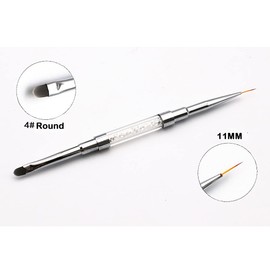1 x Nail Art Dual End Brush, 2 in 1 Dual Head Nail Art Painting Drawing Brush Crystal Acrylic UV Gel Line Pen Manicure Nail Liner Brush for Nail Art DIY Manicure Tools 7 Sizes to Choose From
