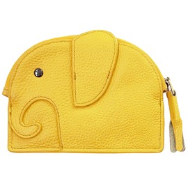 Women's Mini Wallet, Card Case, Key Case, Coin Case, Cowhide Leather, Multi Case, Pouch, Elephant Wallet, Coin Purse, Thin, chrome yellow