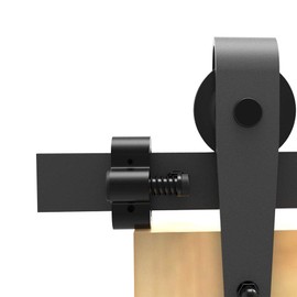 TOIMIOTOIM Sliding Barn Door Stopper Rail Stop for Single or Double Barn Doors Top Flat Track Middle Both End, Adjustable Fits 1.57in/40mm Width Track, Black 1 Pair