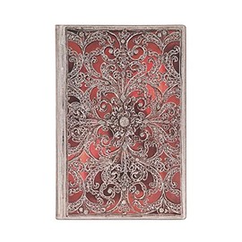 Garnet (Silver Filigree Collection) Mini Lined Softcover Flexi Journal: Flexi Softcover, 80 gsm, Ribbon Marker, Memento Pouch, Elastic Closure