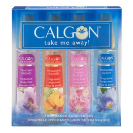 Calgon Take Me Away 4 Pc Gift Set (Refreshing Body Mist 2.0 Oz Of Spring Cherry Blossom Hawaiian Ginger Morning Glory Tahitian Orchid) for Women By 2 Fl Oz
