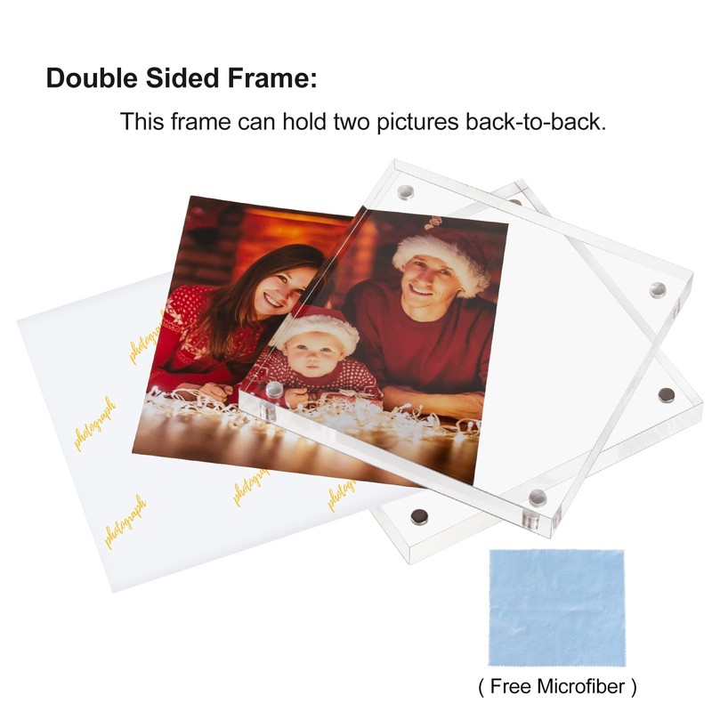 Boxalls Acrylic Picture Frame 4x4 Double Sided Clear Frameless with