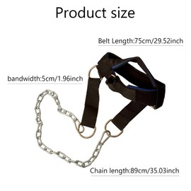 Guyode Neck Trainer, Neck Trainer Neoprene Padded, Neck Training with 75 cm Long Adjustable Steel, Adjustable Head Harness, Chain Head Harness for Neck Training, Weight Training