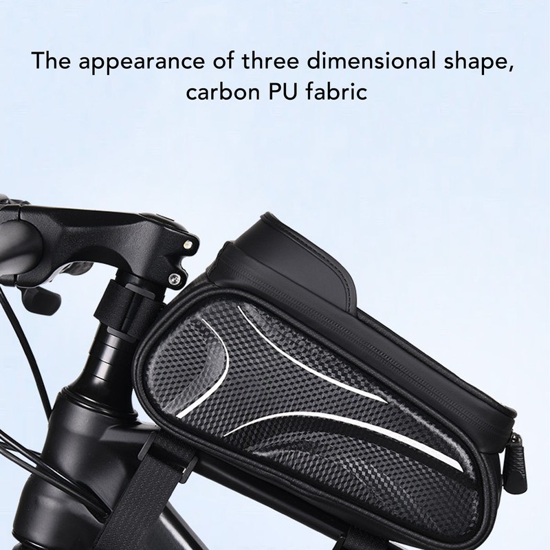 Bike Phone Mount Bag Large Capacity Waterproof Carbon Pattern PU