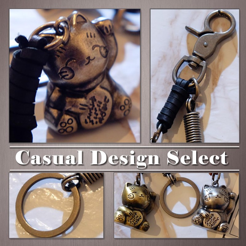 One Limitation AN118 Maneki Cat Key Chain, Leather, Charm, Accessory,