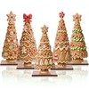 5 Pcs Christmas Gingerbread Tree Table Decorations Wooden Decor