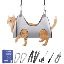 ATESON Pet Grooming Hammock Harness for Small Dogs & Cats Nail Trimming, Dog Sling for Cutting Nails, Dog Hanging Holder Hanger with Nail Clippers, Nail File, Scissors