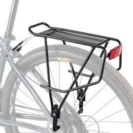 KONG MING CAR Universal Pannier Rack Bicycle Pannier Rack with Side Rails for Saddle Bags, Lightweight Aluminium Bicycle Rear Pannier Rack for 26-29 Inches, 27 kg Load Capacity (H672 - Disc/V-Brake)