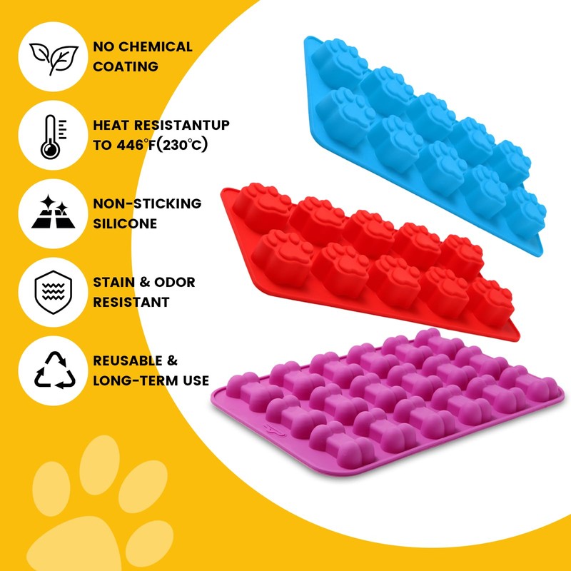 6PCS Silicone Molds Puppy Dog Paw and Bone, Elegant Chocolate
