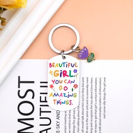 UIWIHHP Inspirational Gifts for Women Easter Basket Essentials Stuffers Motivational Keychain Gift for Teen Girls Daughter Unique Birthday Easter Gifts for Teens Beautiful Girl Keyring