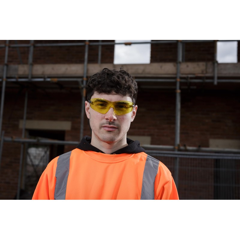 Blackrock Yellow Curved Safety Spec with Arm Adjust