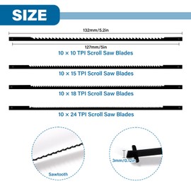 VooGenzek 40 Pieces Scroll Saw Blade Set, 10/15/18/24 Scroll Saw Blade with Pin, Fixed Scroll Saw Blade, for Sawing Wood, Plastic, Foam, 10 Pieces of Each Size