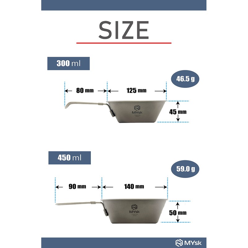 MYsk Folding Titanium Shera Cup (15.9 fl oz (450 ml)